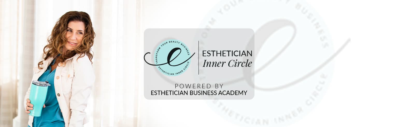 maxine drake looking at the esthetician inner circle logo